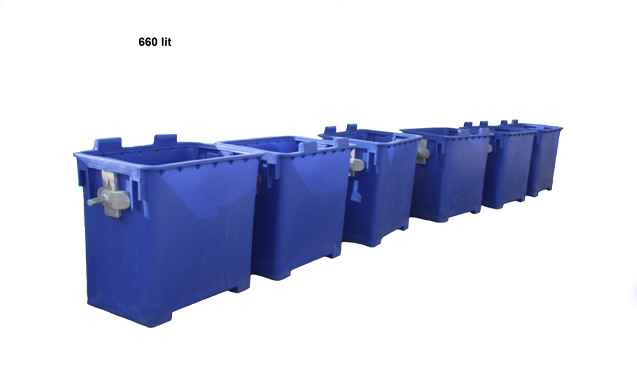660 liter wheeled trash can